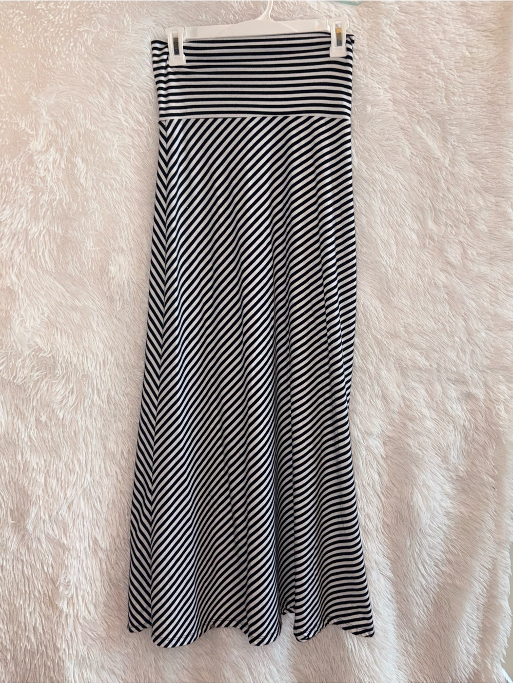 Lily Rose Black White Striped Foldover Waist Diagonal Stripe Maxi Skirt Size M